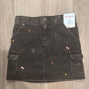 Cat & Jack Dark Gray Skirt with Floral Details
